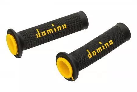 Pagaies de guidon Domino Offroad noires et jaunes ouvertes-2