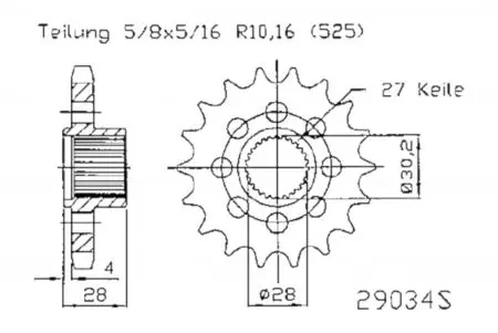 Predné ozubené koleso Esjot 50-29034-18S RAC, 18Z, veľkosť 525 - 50-29034-18S