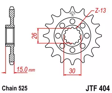Eturattaat JT JTF404.17, 17z, koko 525 - JTF404.17