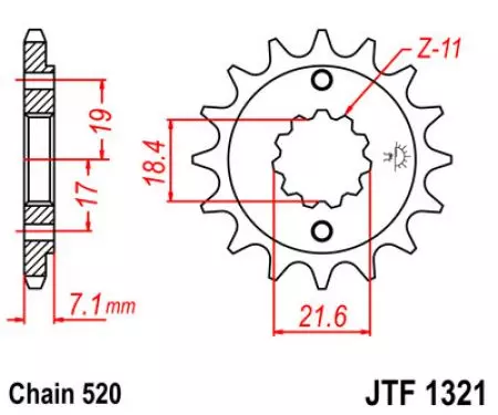 Forreste tandhjul JT JTF1321.13, 13z størrelse 520-2