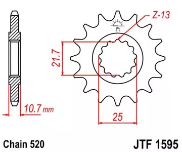 Pignone anteriore JT JTF1595.16, 16z misura 520 - JTF1595.16