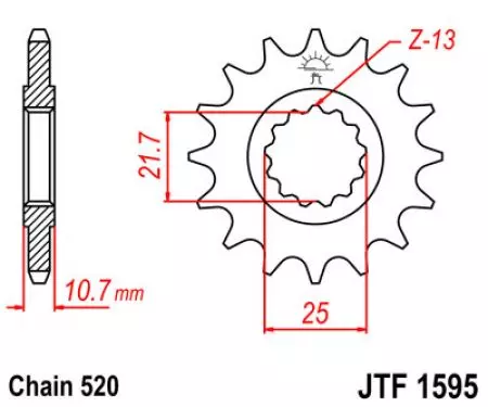 Pinion față JT JTF1595.16, 16z dimensiune 520-2