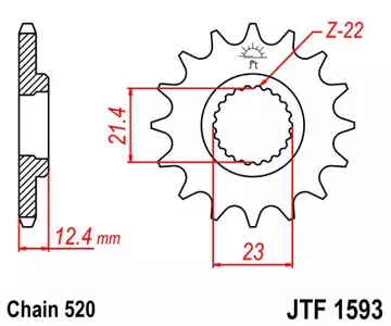 Priekšējais zobrats JT JTF1593.14, 14z izmērs 520 - JTF1593.14