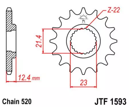Roda dentada dianteira JT JTF1593.14, 14z tamanho 520-2