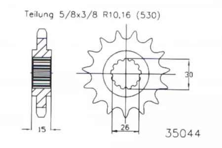 Prednji lančanik Esjot 50-35044-17, 17Z, vel.530 - 50-35044-17