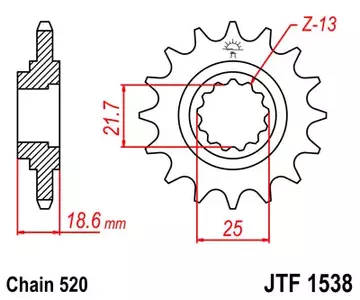 Roda dentada dianteira JT JTF1538.14, 14z tamanho 520 - JTF1538.14