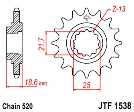 Predné reťazové koleso JT JTF1538.14, veľkosť 14z 520-2