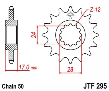 Roda dentada dianteira JT JTF295.14, 14z tamanho 530-1