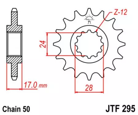 Forreste tandhjul JT JTF295.14, 14z størrelse 530-2