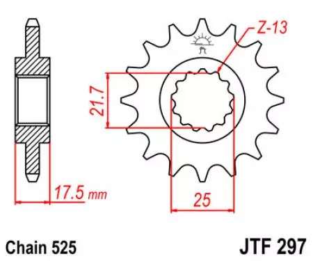 Voortandwiel JT JTF297.14, 14z maat 525-2