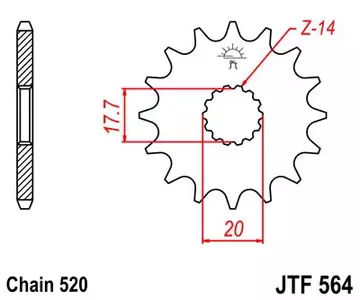 Voortandwiel JT JTF564.12, 12z maat 520-1