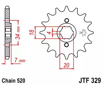 Első lánckerék JT JT JTF329.14, 14z 520-as méret - JTF329.14
