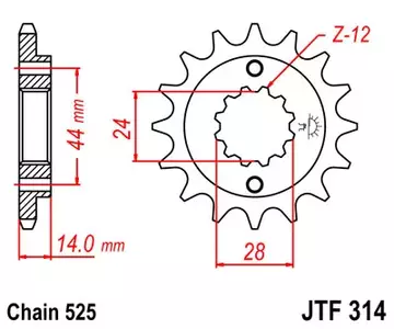 Pignone anteriore JT JTF314.15, 15z misura 525 - JTF314.15