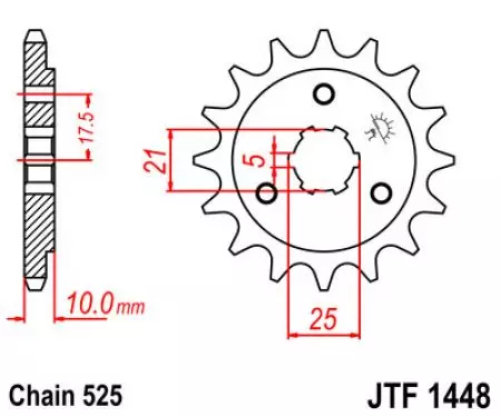Предно зъбно колело JT JTF1448.14, размер 14z 525-2