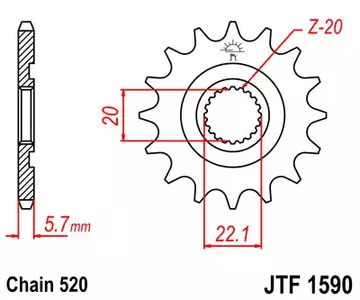 Ritzel vorne JT JTF1590.14SC, 14 Zähne Teilung 520 SC - JTF1590.14SC