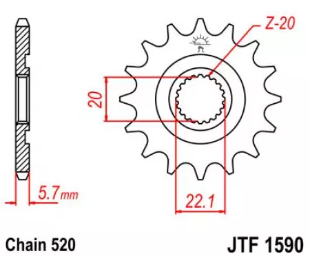 Voorste tandwiel JT JTF1590.14SC, 14z maat 520 zelfreinigend-2