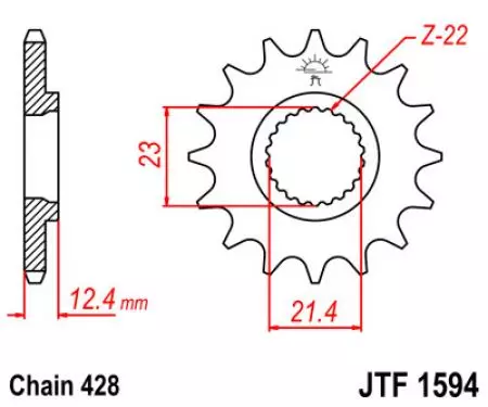 Voortandwiel JT JTF1594.15, 15z maat 428-2