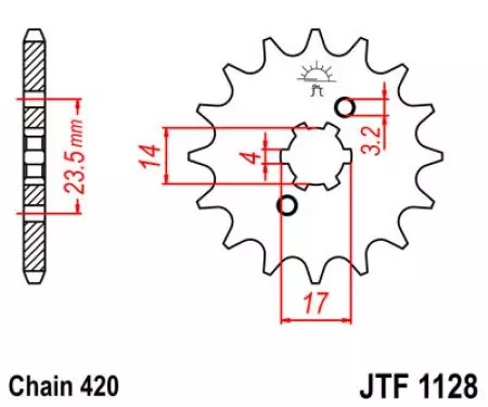 Prednji zobnik JT JTF1128.14, 14z, velikost 420-2