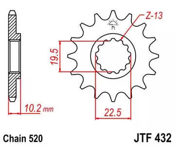 Voorste tandwiel JT JTF432.13SC, 13z maat 520 zelfreinigend - JTF432.13SC