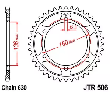 Bageste tandhjul JT JTR506.40, 40z størrelse 630 - JTR506.40