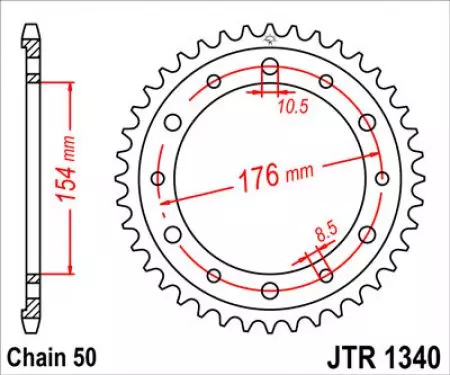 Kettenrad hinten Stahl JT JTR1340.43, 43 Zähne Teilung 530-2