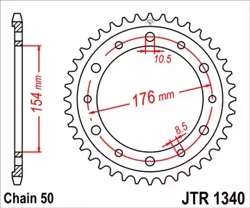 JT zadní řetězové kolo JTR1340.44, 44z velikost 530 - JTR1340.44