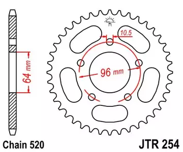 JT roda dentada traseira JTR254.37, 37z tamanho 520 - JTR254.37