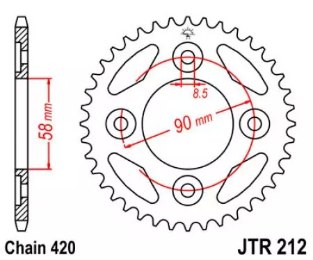 Roda dentada traseira JT JTR212.35, 35z tamanho 420-2