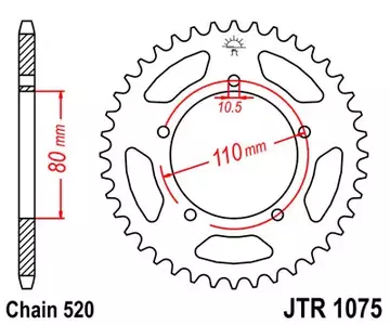 Kettenrad hinten Stahl JT JTR1075.39, 39 Zähne Teilung 520-1