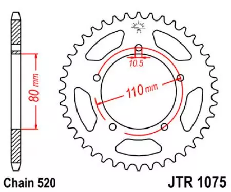 Kettenrad hinten Stahl JT JTR1075.39, 39 Zähne Teilung 520-2