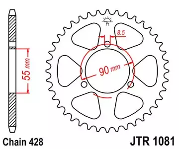 Задно зъбно колело JT JTR1081.46, 46z размер 428 - JTR1081.46