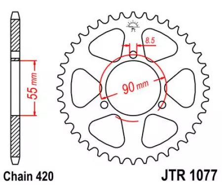 Roda dentada traseira JT JTR1077.47, 47z tamanho 420-2