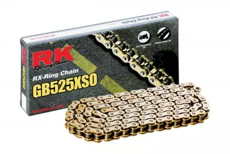 RK 525 XSO 100 RX-Ring atvērtā piedziņas ķēde ar zelta vāciņu - GB525XSO-100-CLF