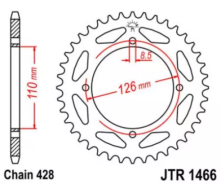 Bakre kedjehjul JT JTR1466.47, 47z storlek 428-2