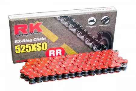 Hnací řetěz RK 525 XSO 120 RX-Ring otevřený s víčkem červený - RT525XSO-120-CLF