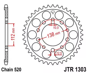 Čelični stražnji lančanik JT JTR1303.43, 43z, veličina 520 - JTR1303.43