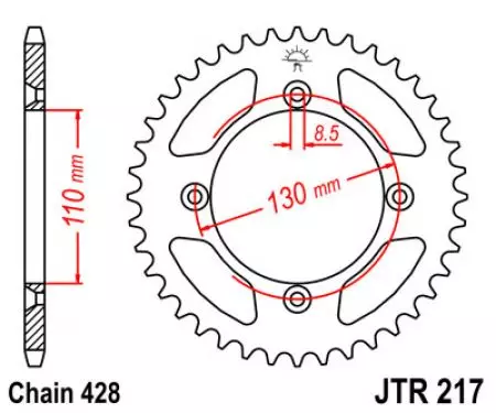 Bakre kedjehjul JT JTR217.55, 55z storlek 428-2