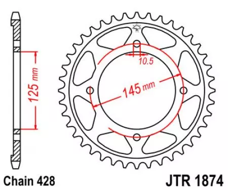Zadné reťazové koleso JT JTR1874.56, 56z veľkosť 428-2