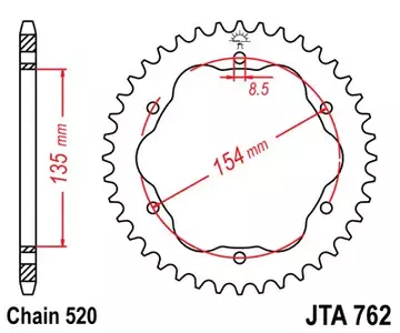 Алуминиево задно зъбно колело JT JTA762.40, 40z размер 520 - JTA762.40