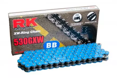 Hajtáslánc RK 530 GXW 112 XW-gyűrű nyitott csavarral kék - BL530GXW-112-CLF