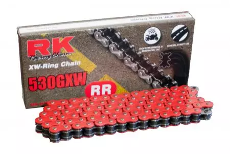 Łańcuch napędowy RK 530 GXW 114 XW-Ring otwarty z zakuwką czerwony - RT530GXW-114-CLF
