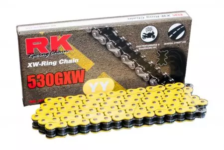 Łańcuch napędowy RK 530 GXW 118 XW-Ring otwarty z zakuwką żółty - GE530GXW-118-CLF