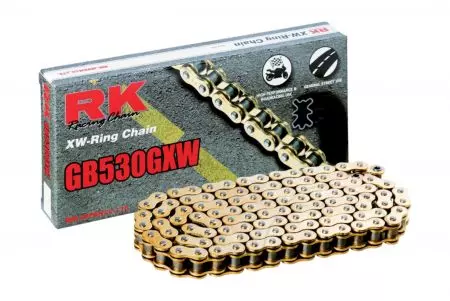 Hajtáslánc RK 530 GXW 102 XW-gyűrű nyitott arany kupakkal - GB530GXW-102-CLF