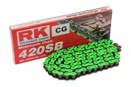 Łańcuch napędowy RK 420 SB 108 otwarty z zapinką zielony - GN420SB-108-CL