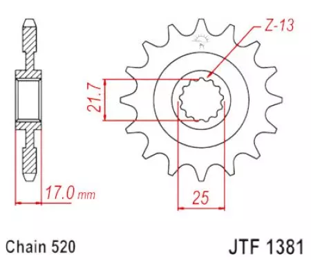 Ritzel vorne JT JTF1381.16RB 16 Zähne Teilung 520 gummiert-2
