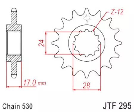 JT voortandwiel JTF295.15RB, 15z maat 530 met trillingsdemper - JTF295.15RB