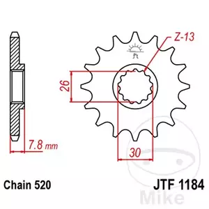 Prednji zobnik JT JTF1184.18, 18z, velikost 520 - JTF1184.18