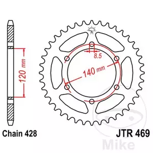 Kettenrad hinten Stahl JT JTR469.44, 44 Zähne Teilung 428 - JTR469.44