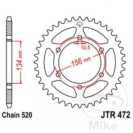 Kettenrad hinten Stahl JT JTR472.40, 40 Zähne Teilung 520-2
