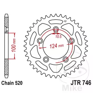 JT takarenkaan ketjupyörä JTR746.44, 44z koko 520-1